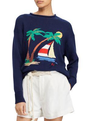 Polo Ralph Lauren Boat-print Cotton Crewneck Sweater