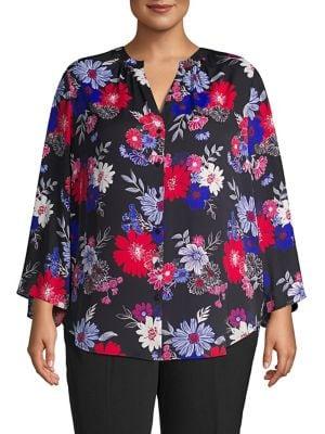 Context Plus Long-sleeve Floral-print Blouse