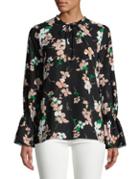 Karl Lagerfeld Paris Mockneck Floral-print Top