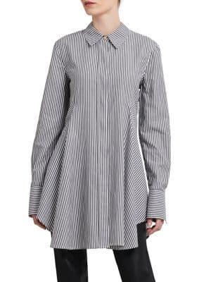 Donna Karan Flare Stripe Button-down Blouse