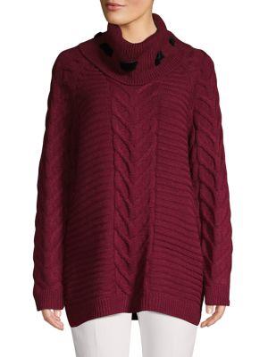 Karl Lagerfeld Paris Raglan-sleeve Cable-knit Sweater