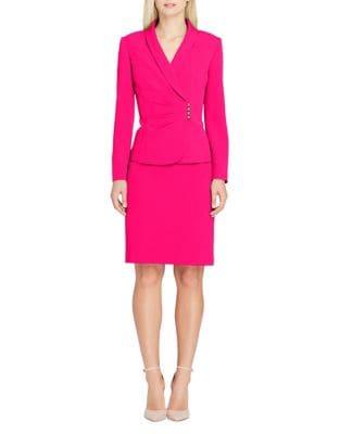 Tahari Arthur S. Levine Assymetrical Button Jacket And Skirt Suit