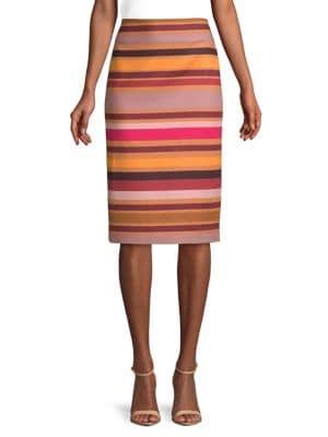 Lord & Taylor Petite Striped Midi Pencil Skirt