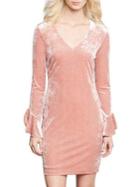 Karen Kane Crushed Velvet Ruffle-sleeve Sheath Dress