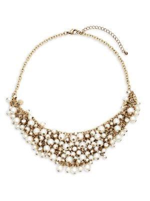 Stein And Blye Goldtone, Faux Pearl & Crystal Statement Necklace