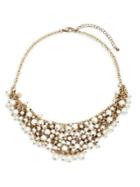 Stein And Blye Goldtone, Faux Pearl & Crystal Statement Necklace