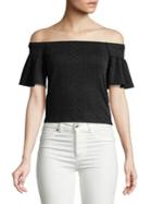 Highline Collective Flutter-sleeve Off-the-shoulder Cropped Top