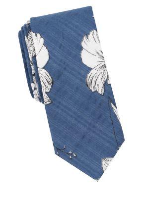 Tallia Orange Exploded Hyper Floral Cotton Tie