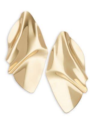 Design Lab 2-pair Goldtone Crinkle Button Earrings