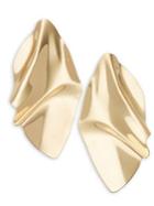 Design Lab 2-pair Goldtone Crinkle Button Earrings