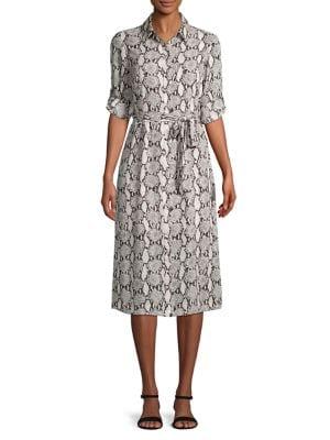 T Tahari Python Printed Button Shirtdress