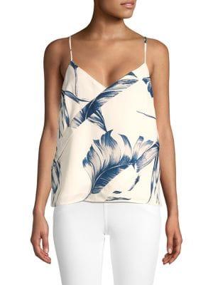 June And Hudson Leaf Print V-neck Cami Top