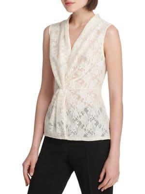 Donna Karan Lace V-neck Top