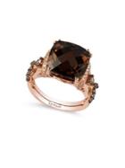 Levian 0.42tcw Diamonds, Quartz And 14k Rose Gold Chocolatier Ring
