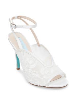 Betsey Johnson Lula Embroidered Ankle Strap Pumps