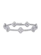 Sonatina Sterling Silver 2 Tcw Diamond Floral Station Link Bracelet
