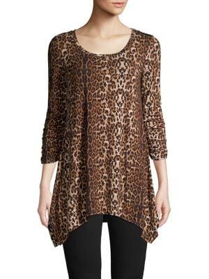 Context Leopard-print Sharkbite Hem Top