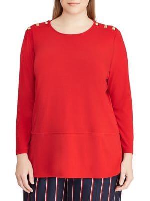 Lauren Ralph Lauren Plus Long-sleeve Jersey Top