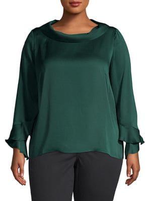 Vince Camuto Plus Ruffle Long-sleeve Top
