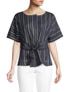 Donna Karan Striped Tie-front Top