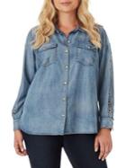 Jessica Simpson Plus Plus Petunia Denim Button-down Shirt