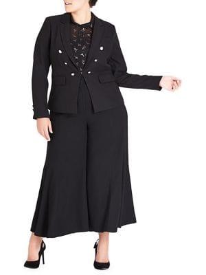 City Chic Plus Relaxed-fit Buttoned Military Jacket