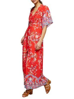 Miss Selfridge Print Button Kimono Maxi Dress