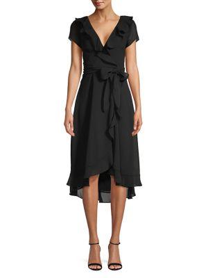 Gabby Skye Ruffle A-line Wrap Dress