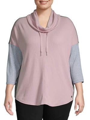 Calvin Klein Performance Plus Colorblock Cowlneck Pullover