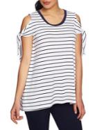 Chaus Cold-shoulder Striped Top