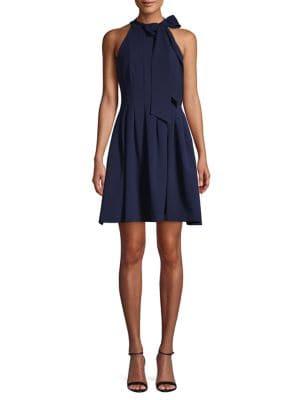 Vince Camuto Fit-&-flare Bow-neck Dress
