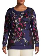 Lord & Taylor Plus Rustic Floral Crewneck Wool Sweater