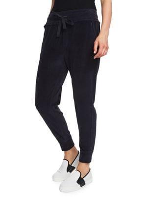 1.state Raw Hem Velour Jogger Pants