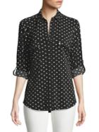 Jones New York Heart Print Button-down Blouse