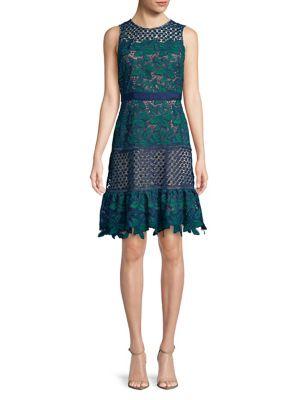 Belle Badgley Mischka Deanndra Embroidered A-line Dress