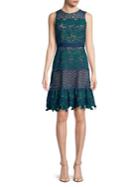 Belle Badgley Mischka Deanndra Embroidered A-line Dress