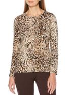 Rafaella Petite Leopard-print Cotton-blend Top
