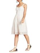 Brooks Brothers Red Fleece Eyelet Cotton Blend A-line Dress