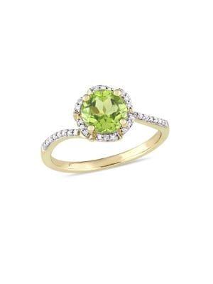 Sonatina 14k Yellow Gold, Peridot & Diamond Floral Halo Ring