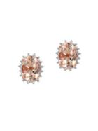 Effy Diamond, Morganite And 14k Rose Gold Earrings, 0.12 Tcw