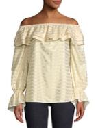Michael Michael Kors Metallic Ruffle Off-the-shoulder Top