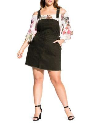 City Chic Plus Denim Bib Dress