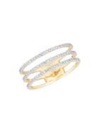 Adina Reyter 14k Yellow Gold & Pave White Diamond Triple Band Ring