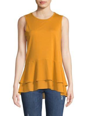 Michael Michael Kors Petite Tiered Sleeveless Cotton Blend Top