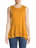 Michael Michael Kors Petite Tiered Sleeveless Cotton Blend Top