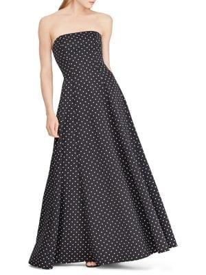Lauren Ralph Lauren Polka-dot Faille Fit-&-flare Gown
