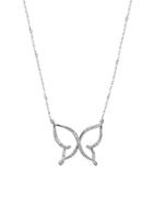 Lord & Taylor Diamond And 14k White Gold Butterfly Pendant Necklace