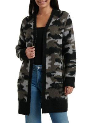 Lucky Brand Camo Printed Open Cardigan