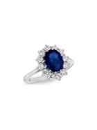 Morris & David 14k White Gold, Sapphire & Diamond Solitaire Ring