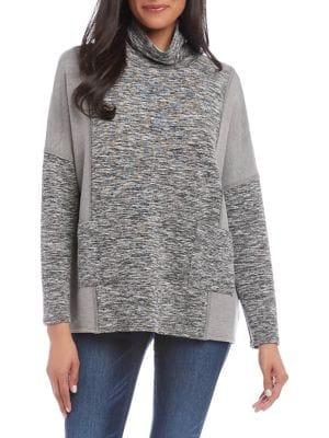 Karen Kane Contrast Pocket Turtleneck Top